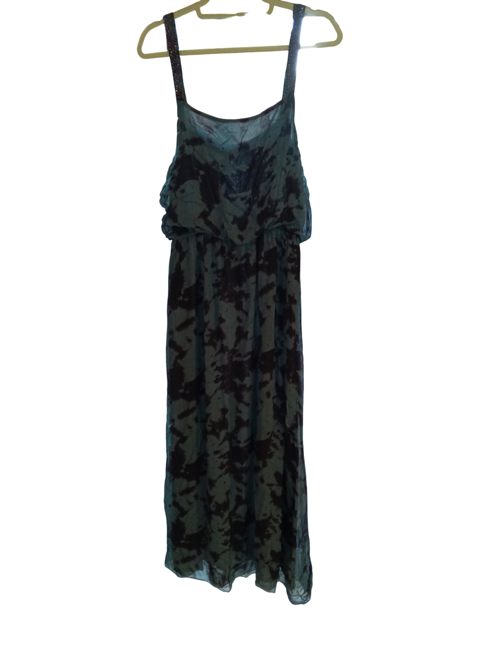Zara Teal and Black Tie-Dye Maxi Dress